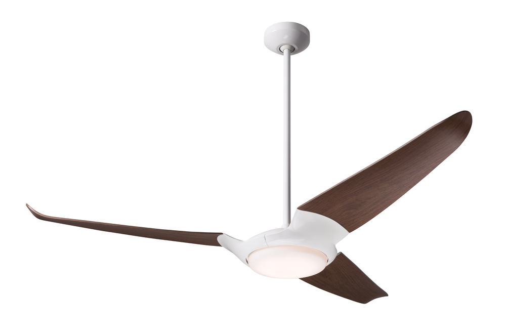 IC/Air (3 Blade ) Fan; Gloss White Finish; 56&#34; Mahogany Blades; 20W LED; Wall Control