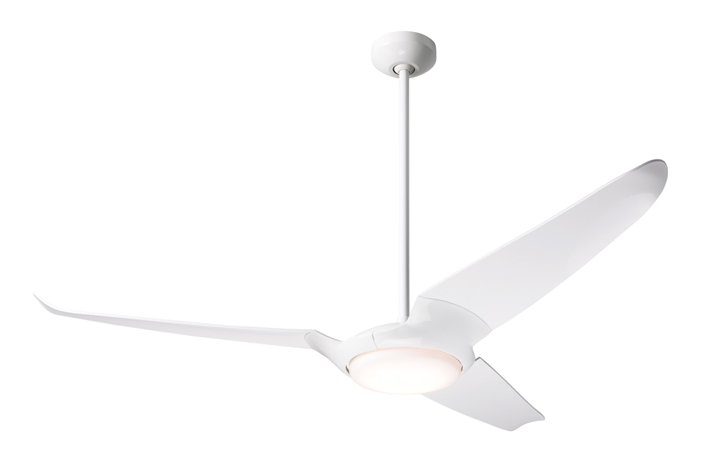 IC/Air (3 Blade ) Fan; Gloss White Finish; 56&#34; Ebony Blades; 20W LED; Wall Control