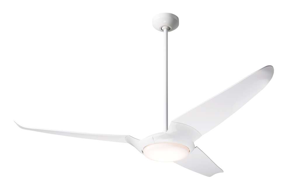 IC/Air (3 Blade ) Fan; Gloss White Finish; 56&#34; Dark Blades; 20W LED; Wall Control