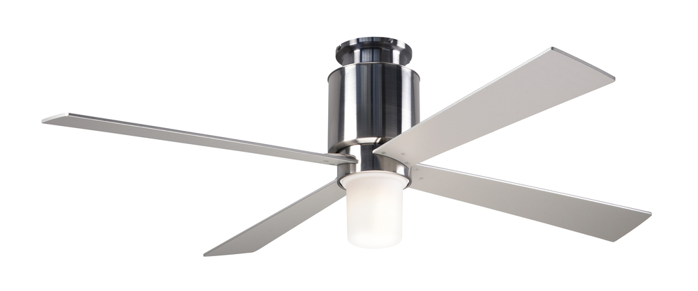 Lapa Flush Fan; Bright Nickel Finish; 50&#34; Black Blades; 17W LED; Handheld Remote Control (2-wire