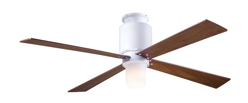 Lapa Flush Fan; Gloss White Finish; 50&#34; Mahogany Blades; 17W LED; Fan Speed and Light Control (3