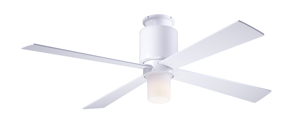 Lapa Flush Fan; Gloss White Finish; 50&#34; Nickel Blades; 17W LED; Wall Control with Remote Handset