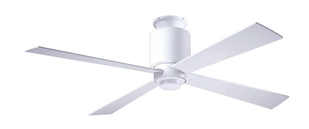 Lapa Flush Fan; Gloss White Finish; 50&#34; Nickel Blades; No Light; Handheld Remote Control (2-wire