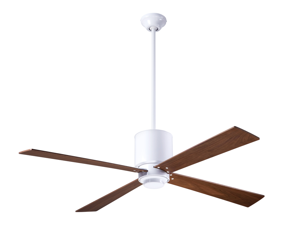 Lapa Fan; Gloss White Finish; 50&#34; Mahogany Blades; No Light; Wall Control with Remote Handset (2