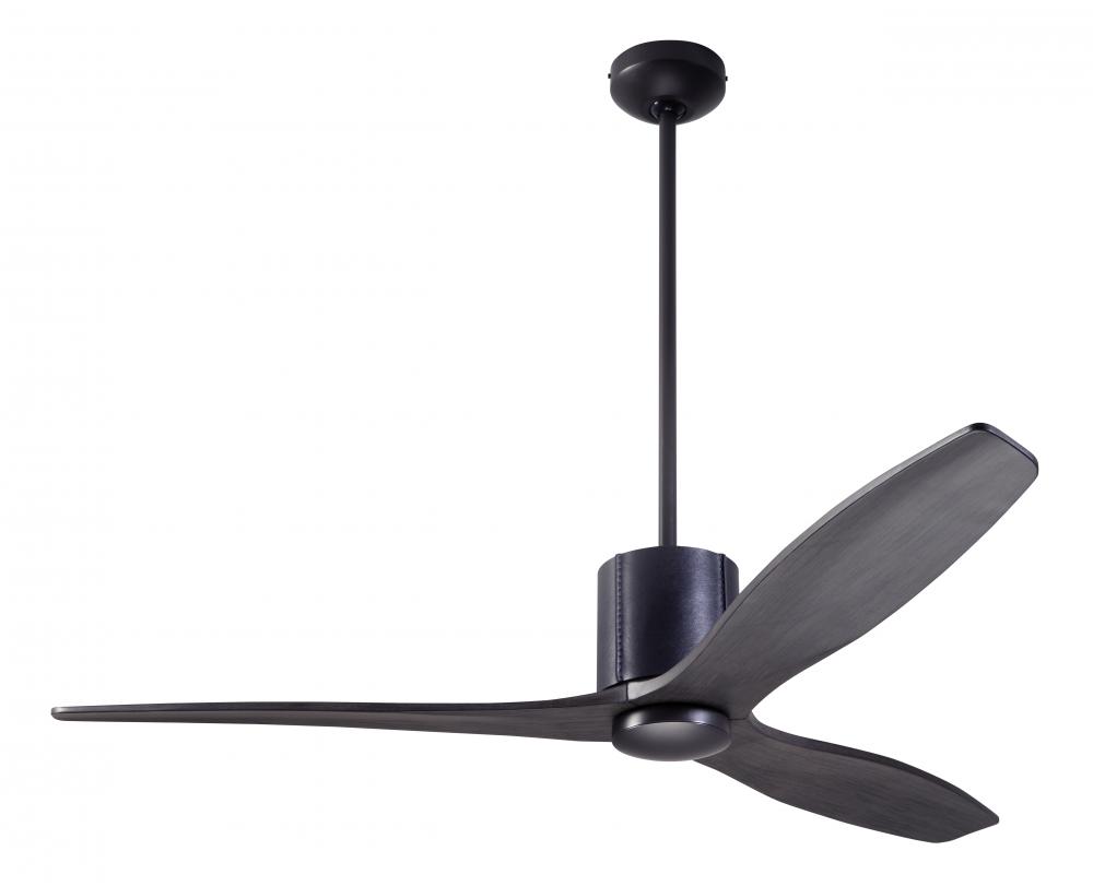 LeatherLuxe DC Fan; Dark Bronze Finish with Black Leather; 54&#34; Ebony Blades; No Light; Remote Co