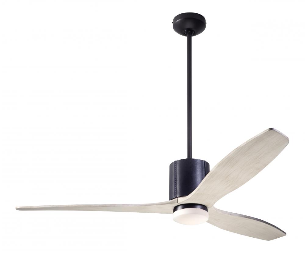 LeatherLuxe DC Fan; Dark Bronze Finish with Black Leather; 54&#34; Whitewash Blades; 17W LED; Wall C