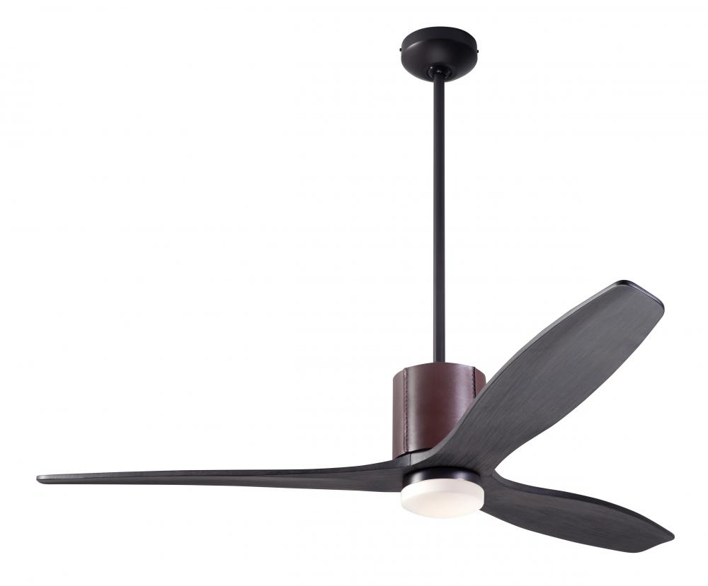LeatherLuxe DC Fan; Dark Bronze Finish with Chocolate Leather; 54&#34; Ebony Blades; 17W LED; Wall/R