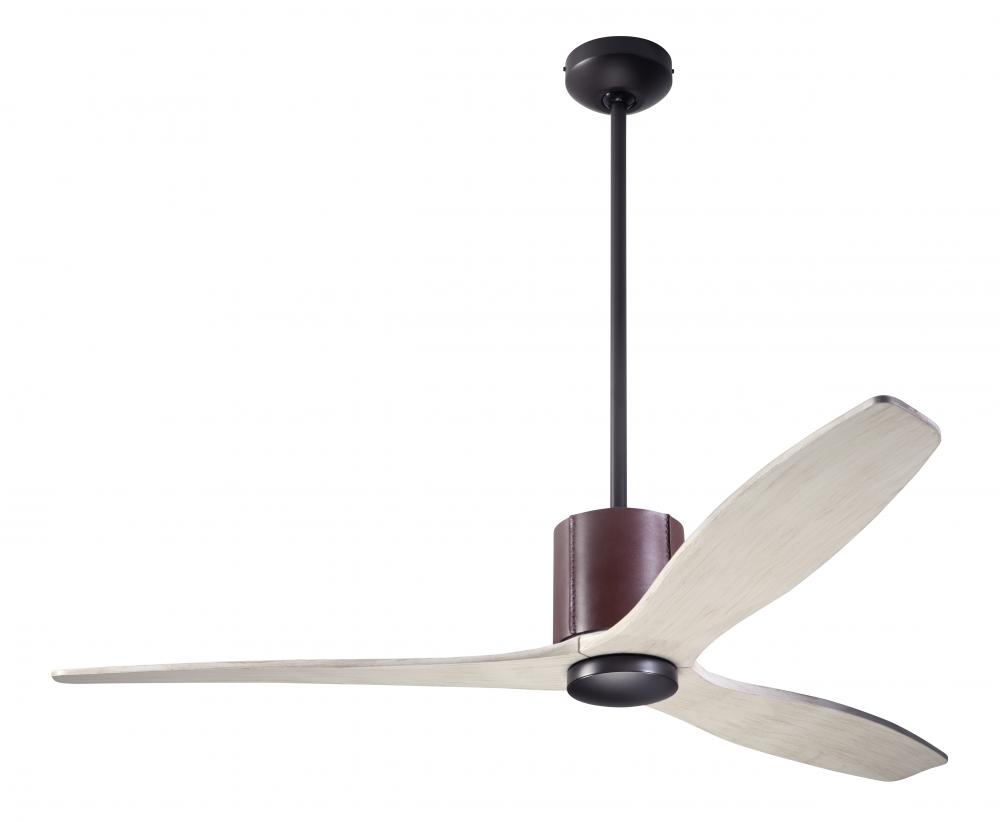 LeatherLuxe DC Fan; Dark Bronze Finish with Chocolate Leather; 54&#34; Whitewash Blades; No Light; W