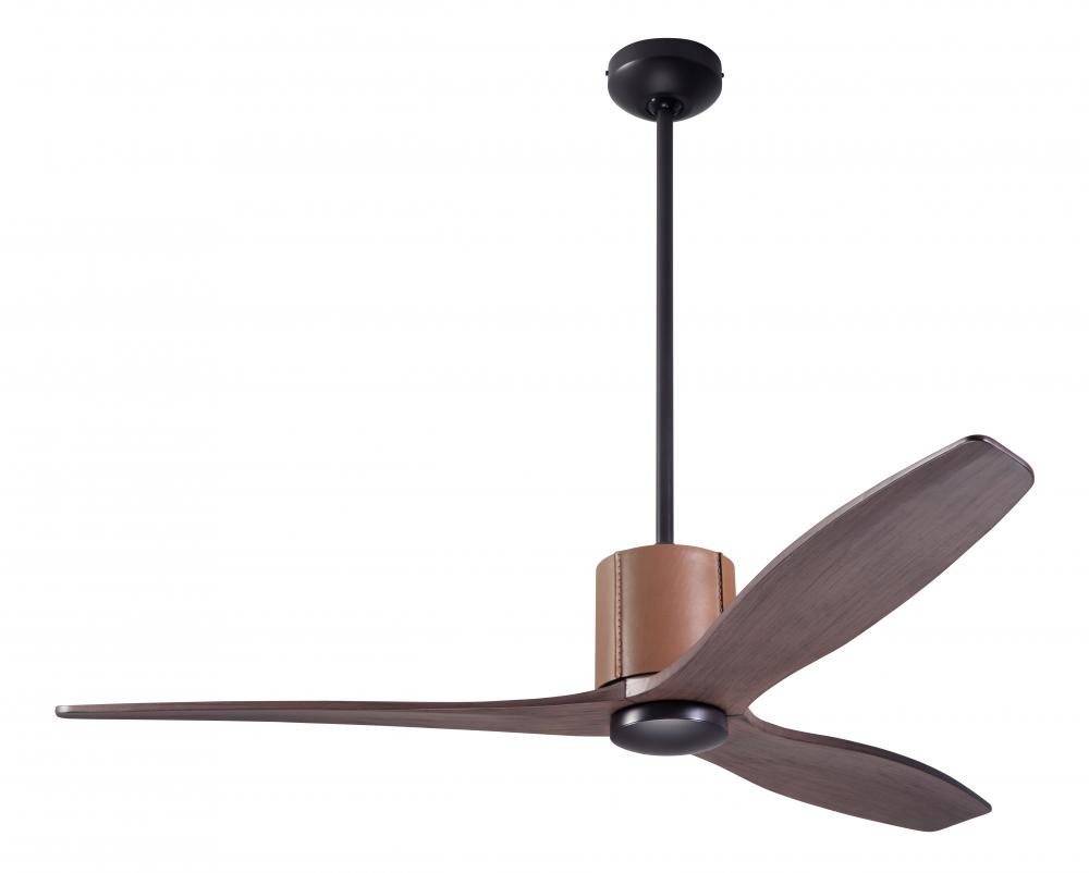 LeatherLuxe DC Fan; Dark Bronze Finish with Tan Leather; 54&#34; Mahogany Blades; No Light; Wall/Rem