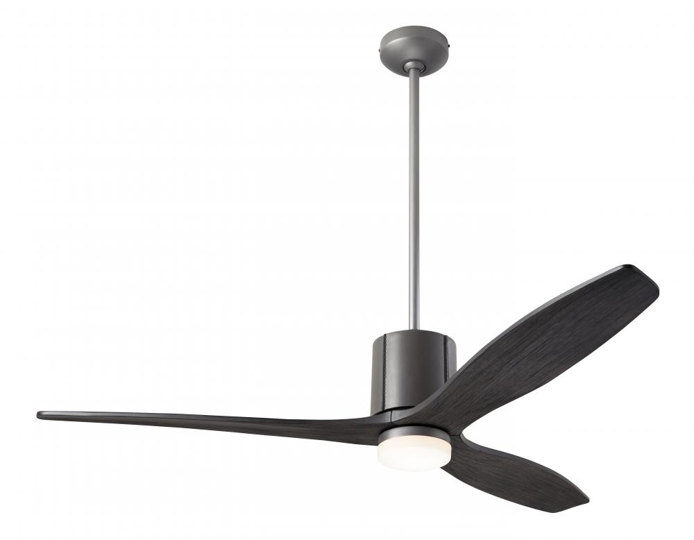 LeatherLuxe DC Fan; Graphite Finish with Gray Leather; 54&#34; Ebony Blades; 17W LED; Wall/Remote Co