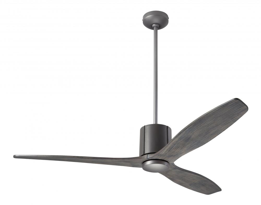 LeatherLuxe DC Fan; Graphite Finish with Gray Leather; 54&#34; Graywash Blades; No Light; Wall/Remot
