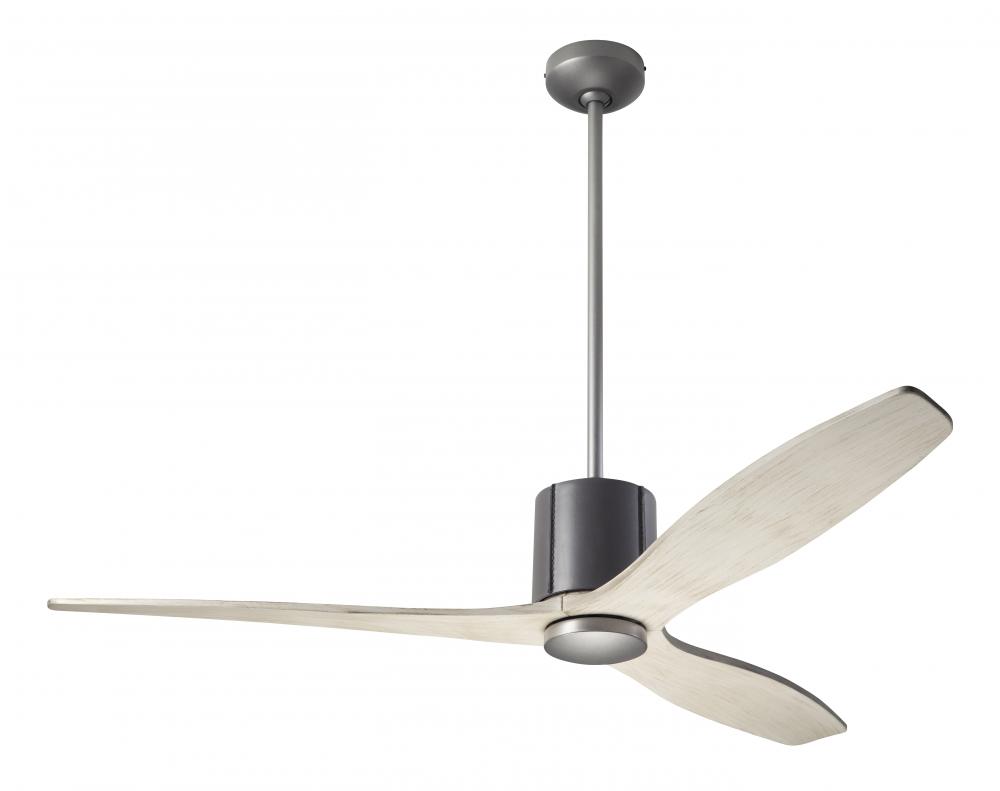 LeatherLuxe DC Fan; Graphite Finish with Gray Leather; 54&#34; Whitewash Blades; No Light; Wall Cont