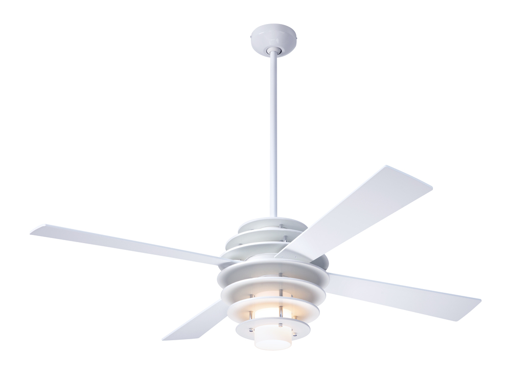 Stella Fan; White/Gloss White Finish; 52&#34; Black Blades; 17W LED; Wall Control with Remote Handse