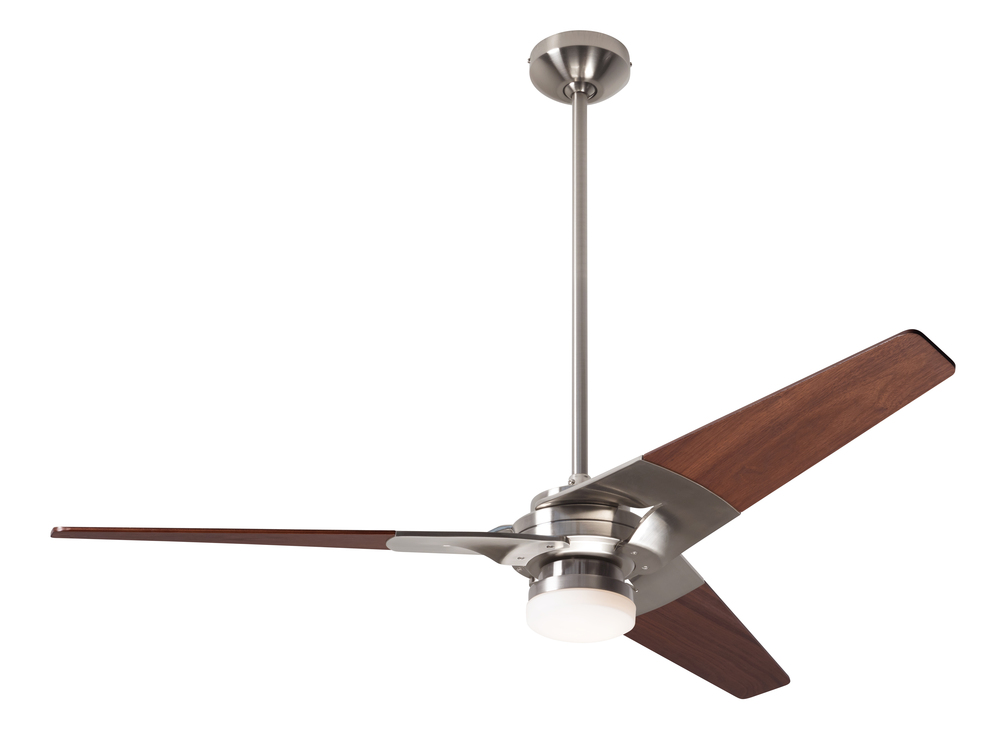 Torsion Fan; Bright Nickel Finish; 52&#34; Mahogany Blades; 17W LED; Handheld Remote Control (2-wire