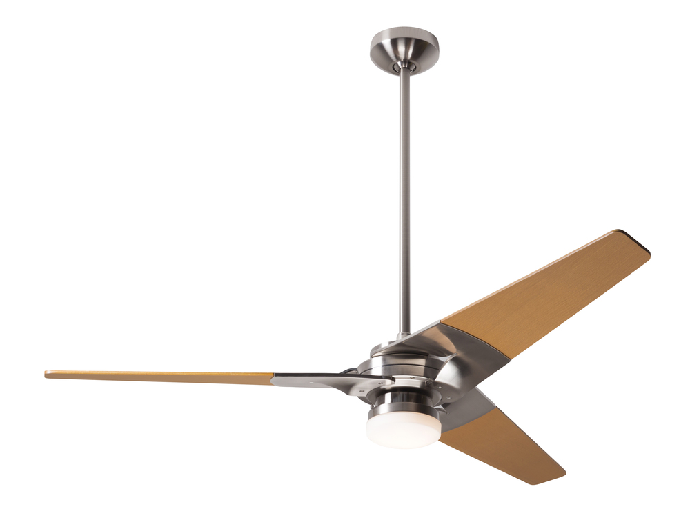 Torsion Fan; Bright Nickel Finish; 52&#34; Maple Blades; 17W LED; Wall Control with Remote Handset (