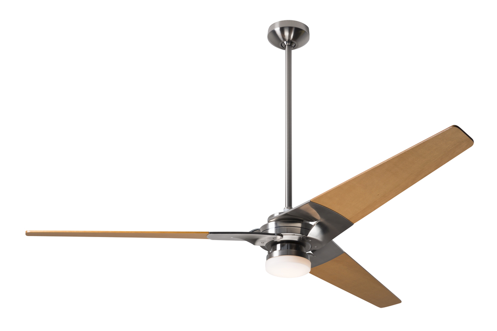 Torsion Fan; Bright Nickel Finish; 62&#34; Maple Blades; 17W LED; Wall Control with Remote Handset (