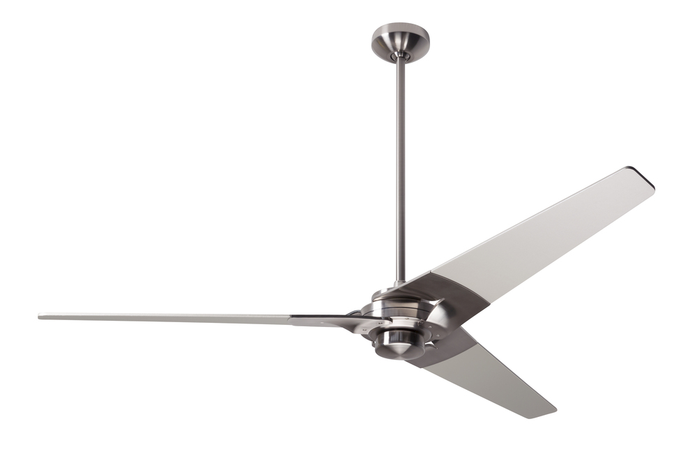 Torsion Fan; Bright Nickel Finish; 62&#34; White Blades; No Light; Wall Control with Remote Handset