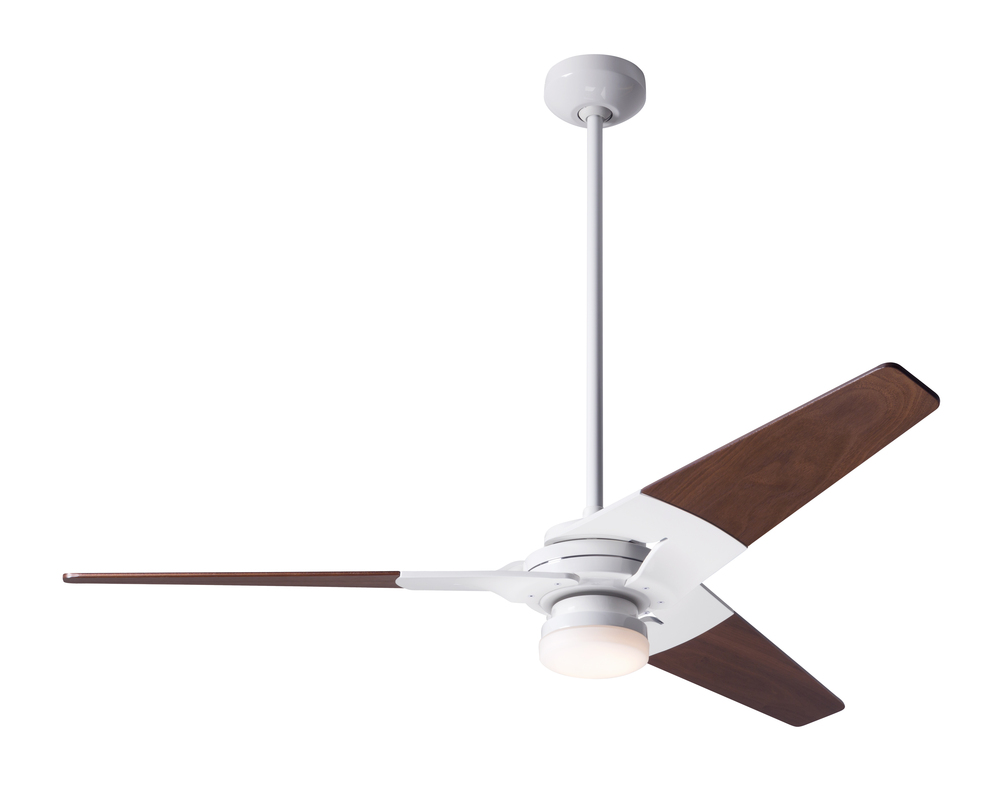 Torsion Fan; Gloss White Finish; 52&#34; Mahogany Blades; 17W LED; Fan Speed and Light Control (3-wi