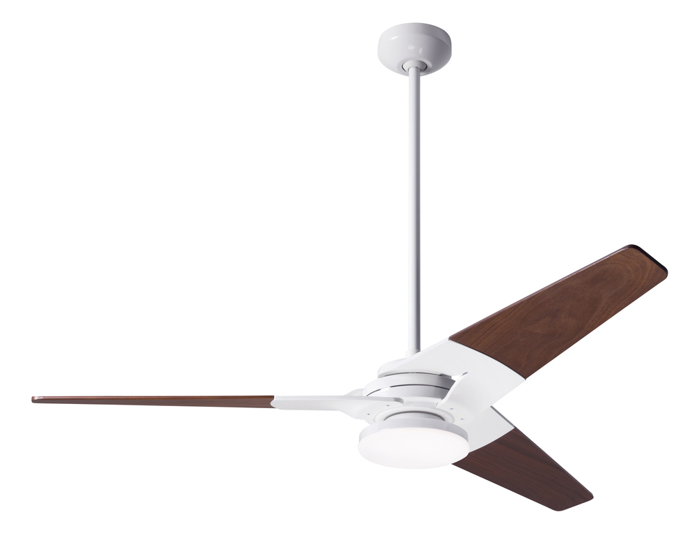 Torsion Fan; Gloss White Finish; 52&#34; Mahogany Blades; 20W LED; Wall Control with Remote Handset