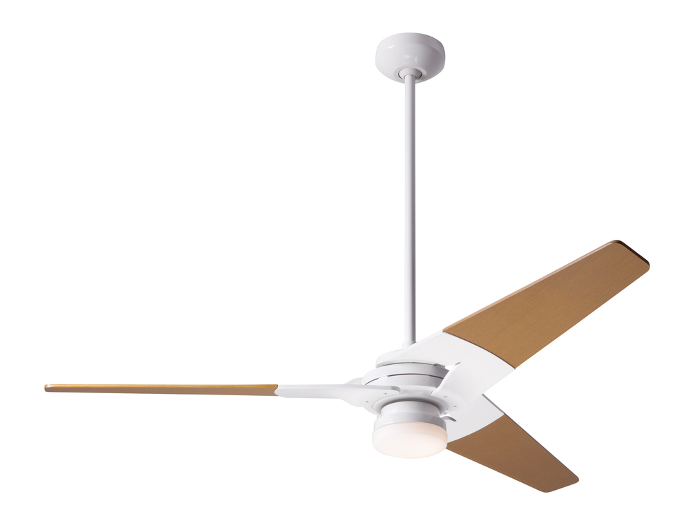 Torsion Fan; Gloss White Finish; 52&#34; Maple Blades; 17W LED; Fan Speed and Light Control (2-wire)