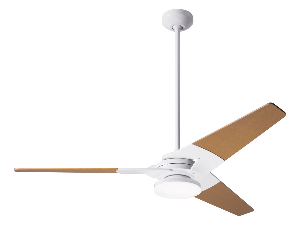 Torsion Fan; Gloss White Finish; 52&#34; Maple Blades; 20W LED; Wall Control with Remote Handset (2-