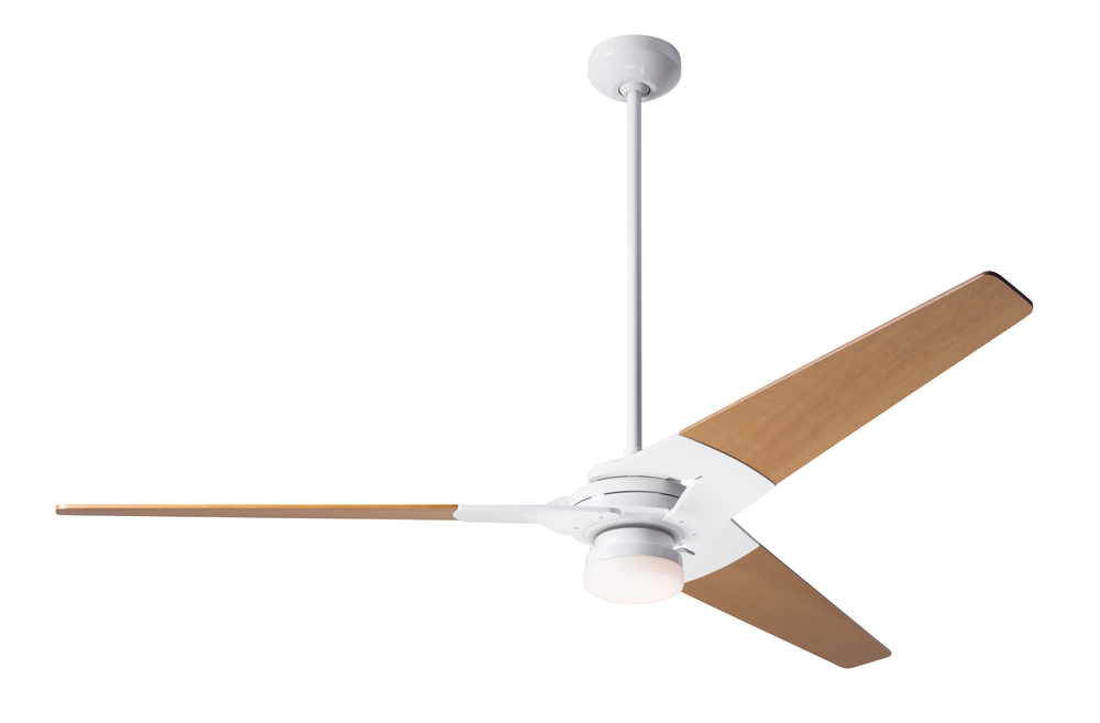 Torsion Fan; Gloss White Finish; 62&#34; Maple Blades; 17W LED; Wall Control with Remote Handset (2-