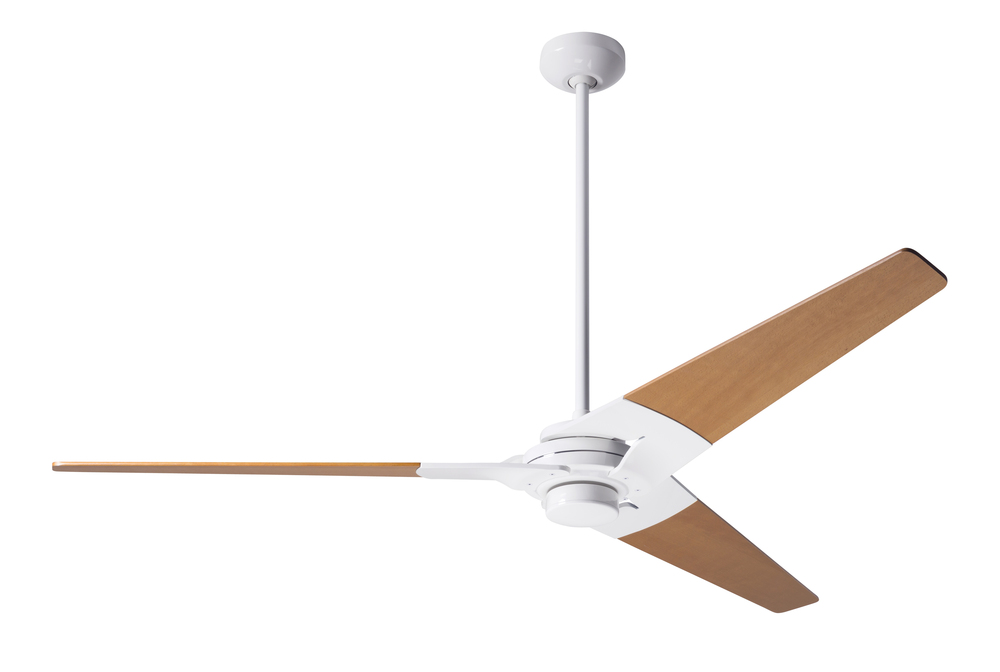 Torsion Fan; Gloss White Finish; 62&#34; Maple Blades; No Light; Wall Control with Remote Handset (2