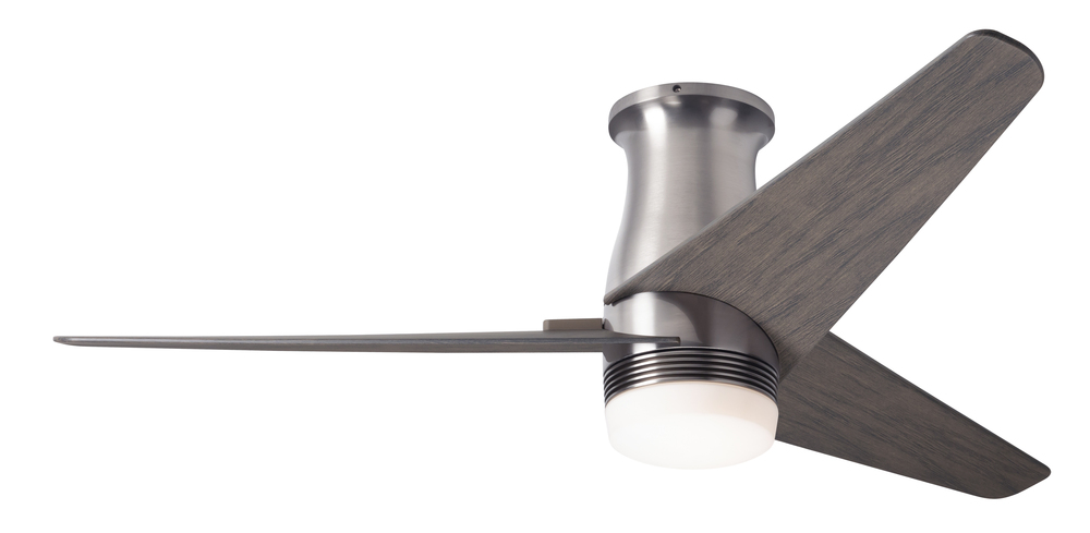 Velo Flush DC Fan; Bright Nickel Finish; 48" Graywash Blades; 17W LED; Wall/Remote Combo Control