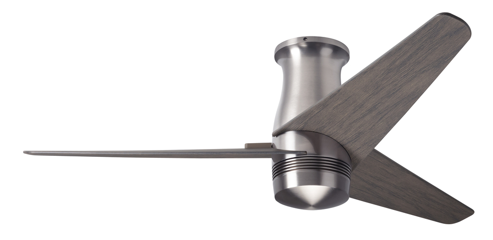 Velo Flush DC Fan; Bright Nickel Finish; 48" Graywash Blades; No Light; Wall/Remote Combo Contro