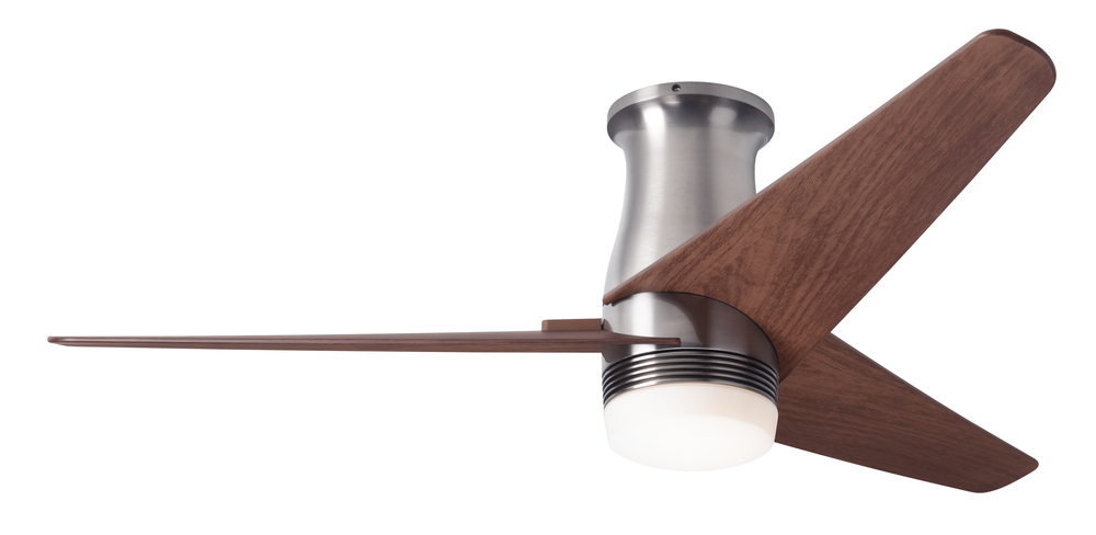 Velo Flush DC Fan; Bright Nickel Finish; 48&#34; Mahogany Blades; 17W LED; Wall/Remote Combo Control