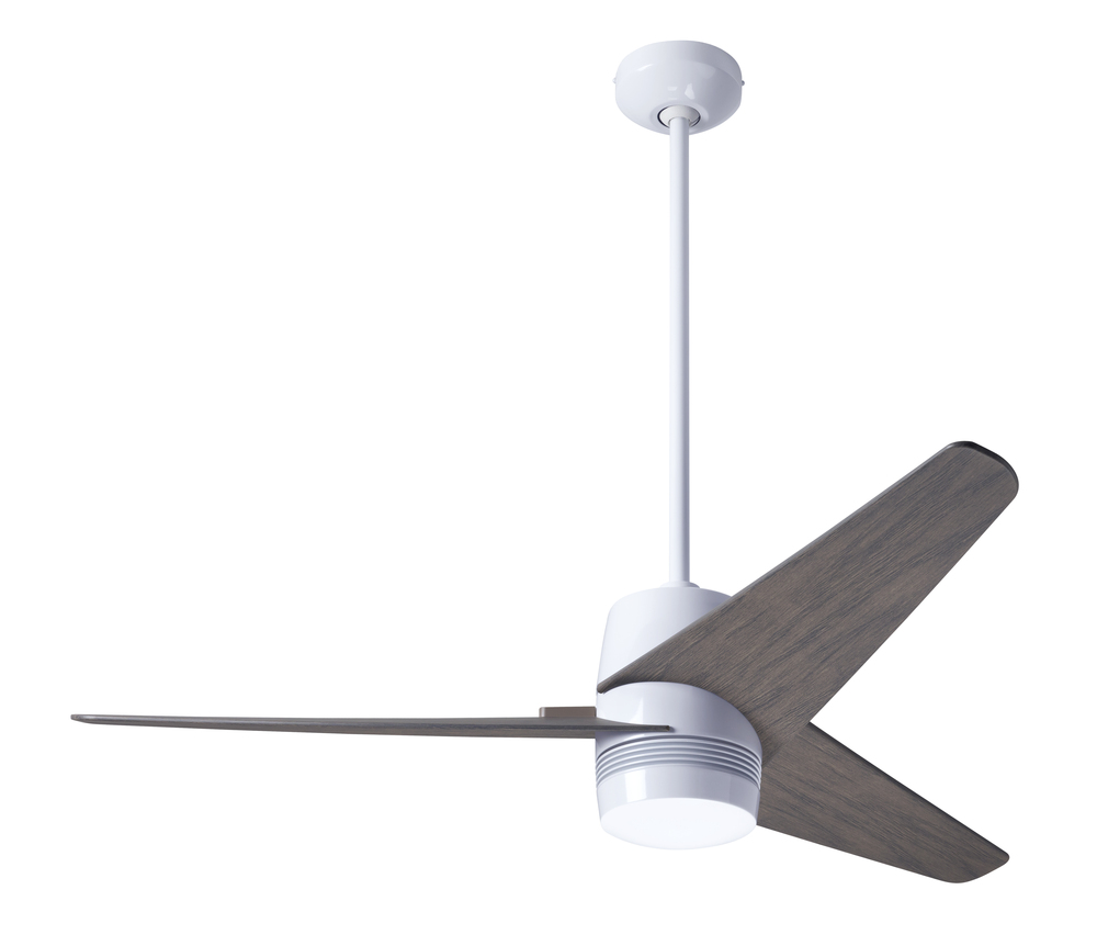 Velo DC Fan; Gloss White Finish; 48&#34; Graywash Blades; No Light; Wall Control