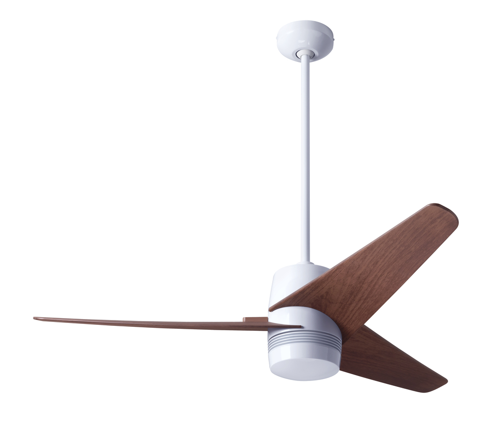 Velo DC Fan; Gloss White Finish; 48&#34; Mahogany Blades; No Light; Wall Control