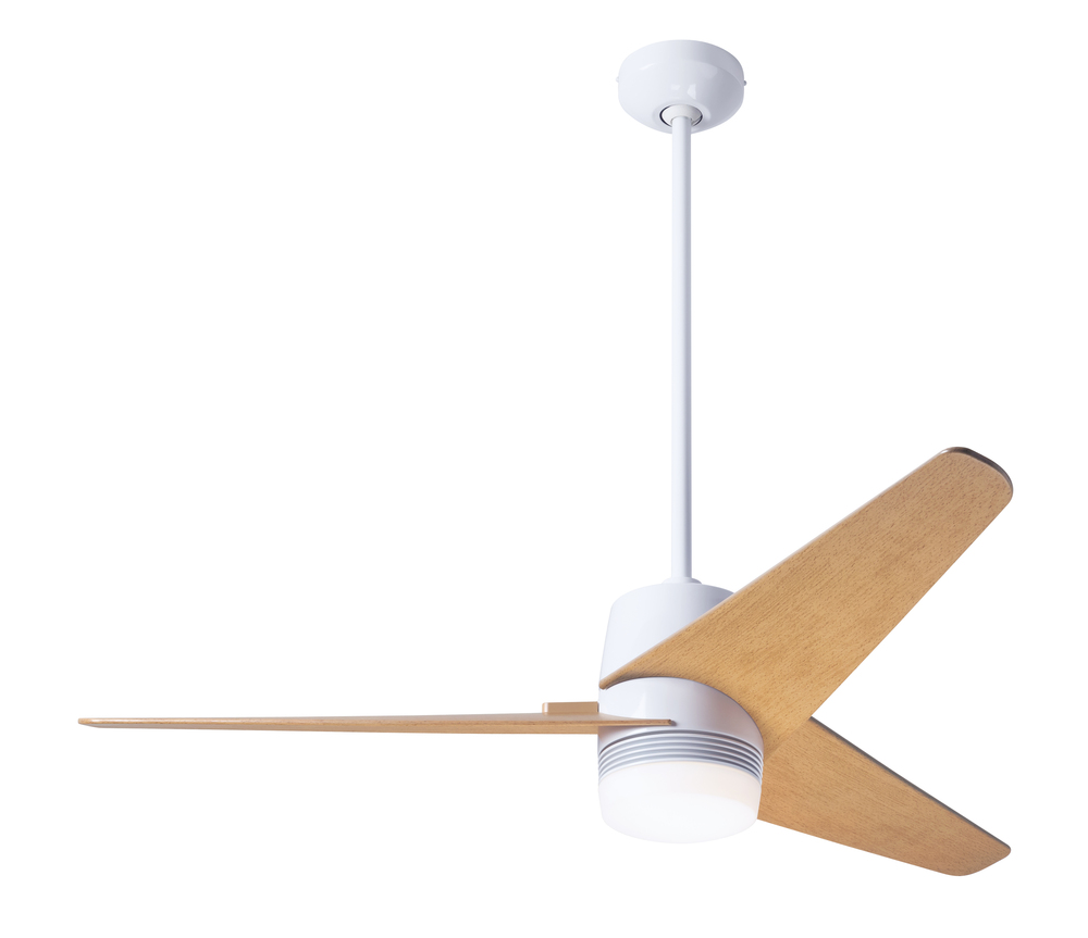 Velo DC Fan; Gloss White Finish; 48&#34; Maple Blades; 17W LED; Wall/Remote Combo Control