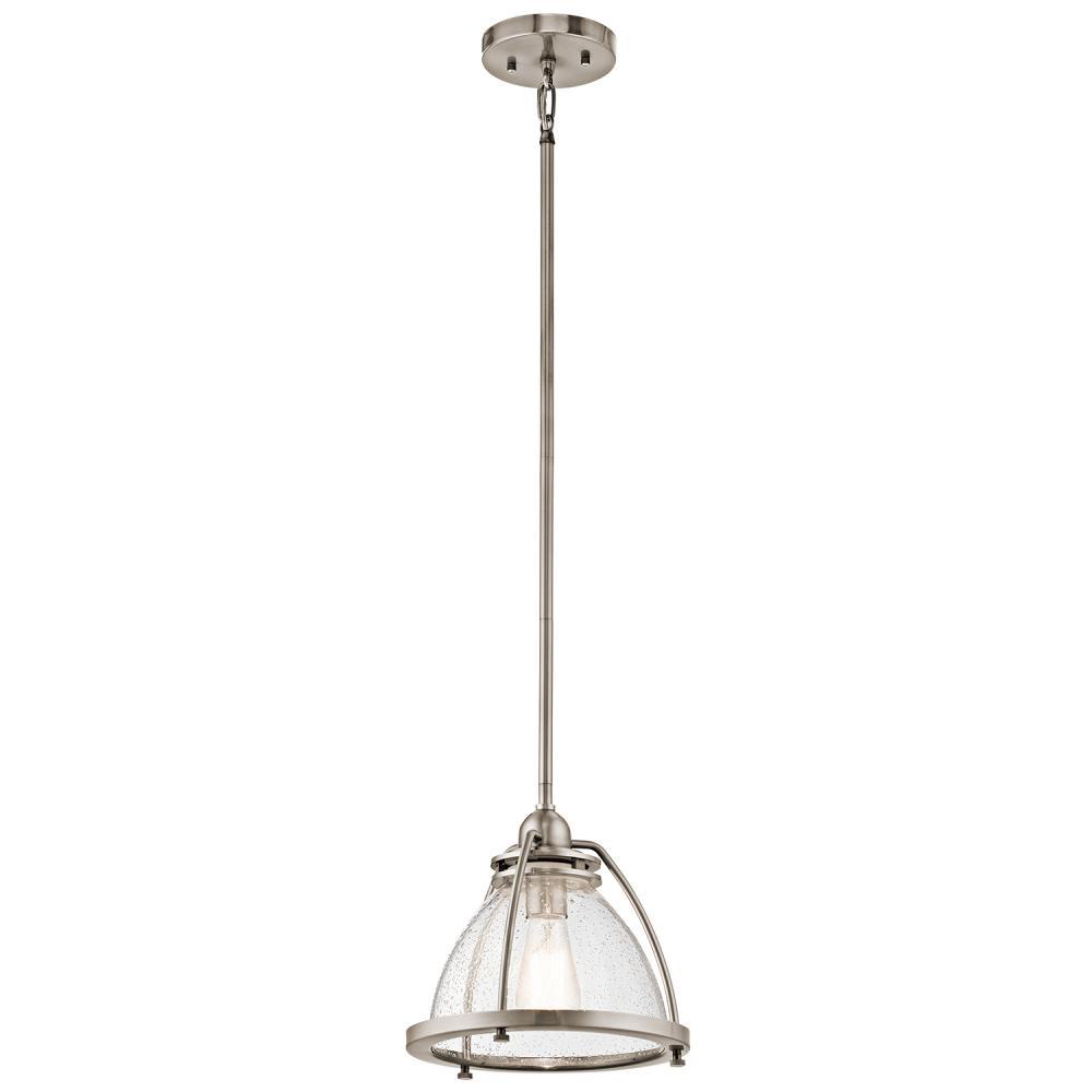 Silberne 10" 1 Light Pendant with Clear Seeded Glass in Classic Pewter