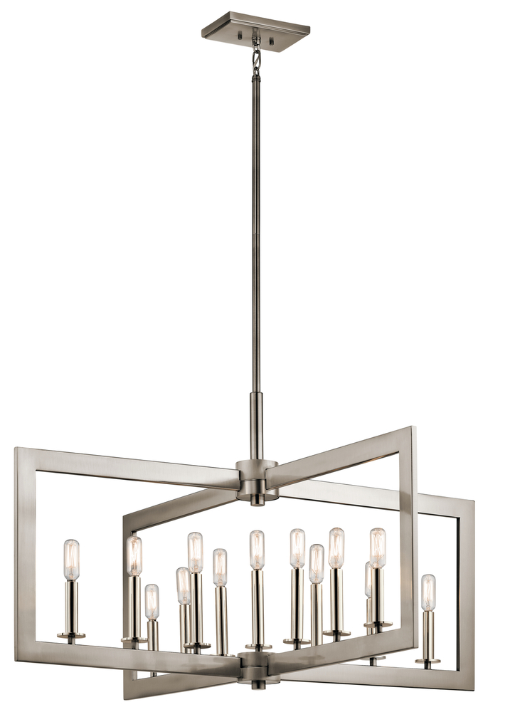 Cullen 38.75&#34; 13 Light Linear Chandelier in Classic Pewter