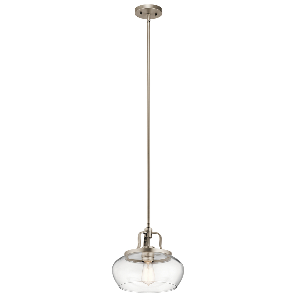 Davenport 10.5&#34; 1 Light Convertible Pendant or Semi Flush with Clear Glass and Antique Pewter