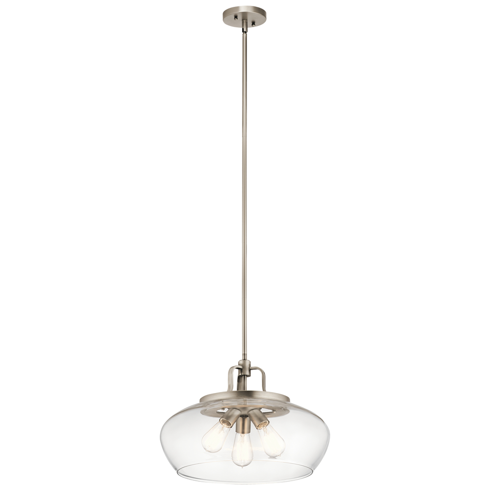 Davenport 12.75&#34; 3 Light Convertible Pendant or Semi Flush with Clear Glass and Antique Pewter