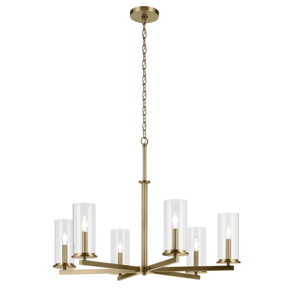 Crosby 21.5&#34; 6-Light Chandelier with Clear Glass in Natural Brass