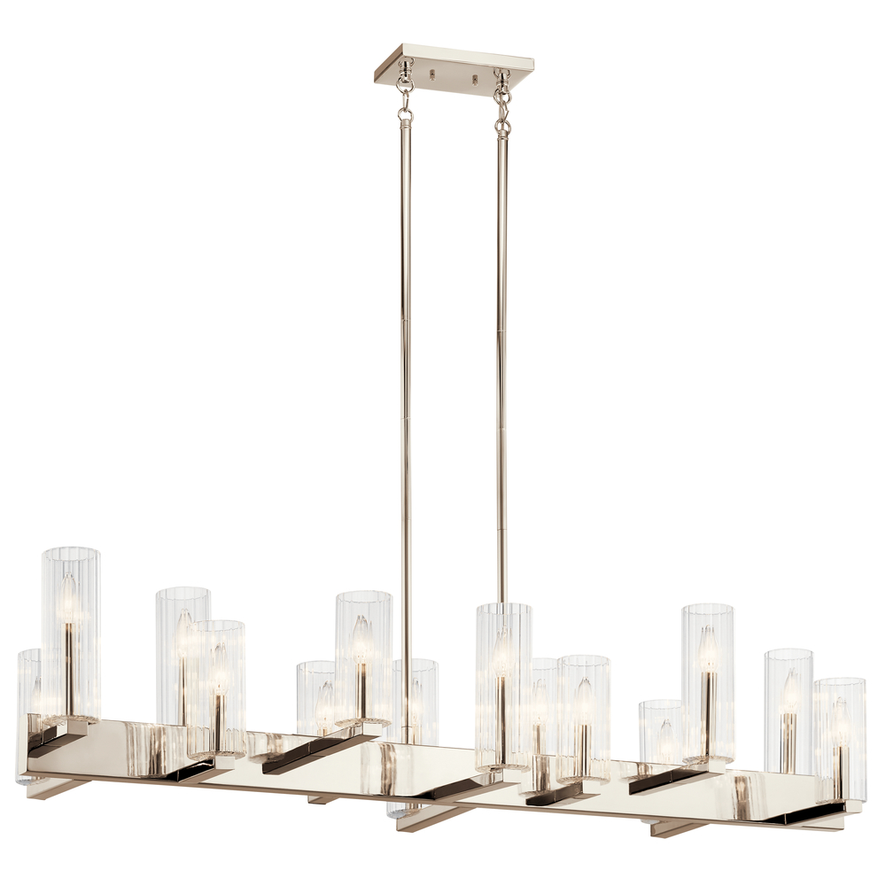 Cleara™14 Light Linear Chandelier Polished Nickel