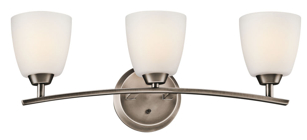 Granby 25&#34; 3 Light Vanity Light with Satin Etched Cased Opal Glass in Brushed Pewter