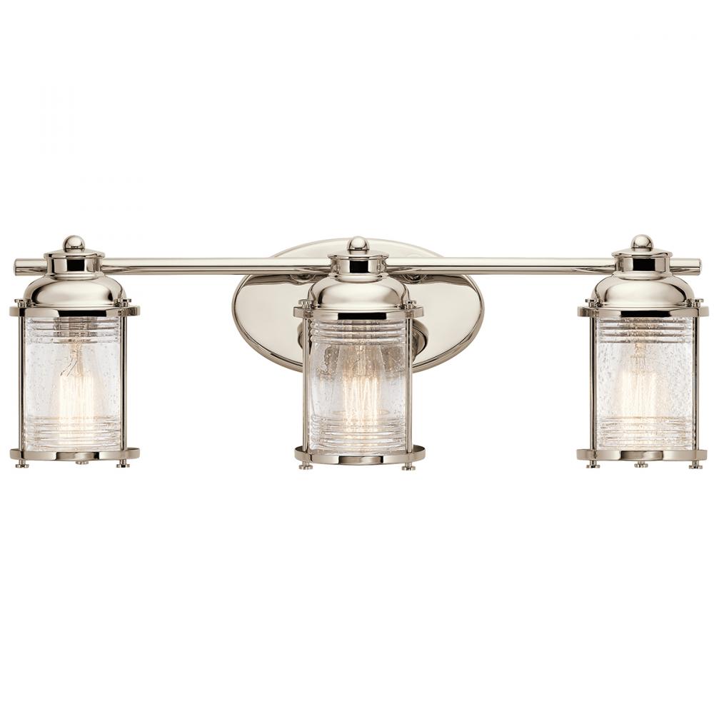 Ashland Bay 24&#34; 3 Light Vanity Light Clear Seeded Ribbed Glass in Polished Nickel