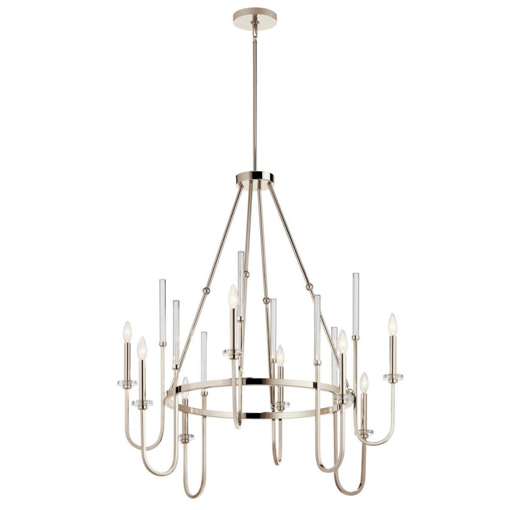 Kadas 40.75&#34; 8 Light Chandelier with Clear Crystal Glass in Polished Nickel