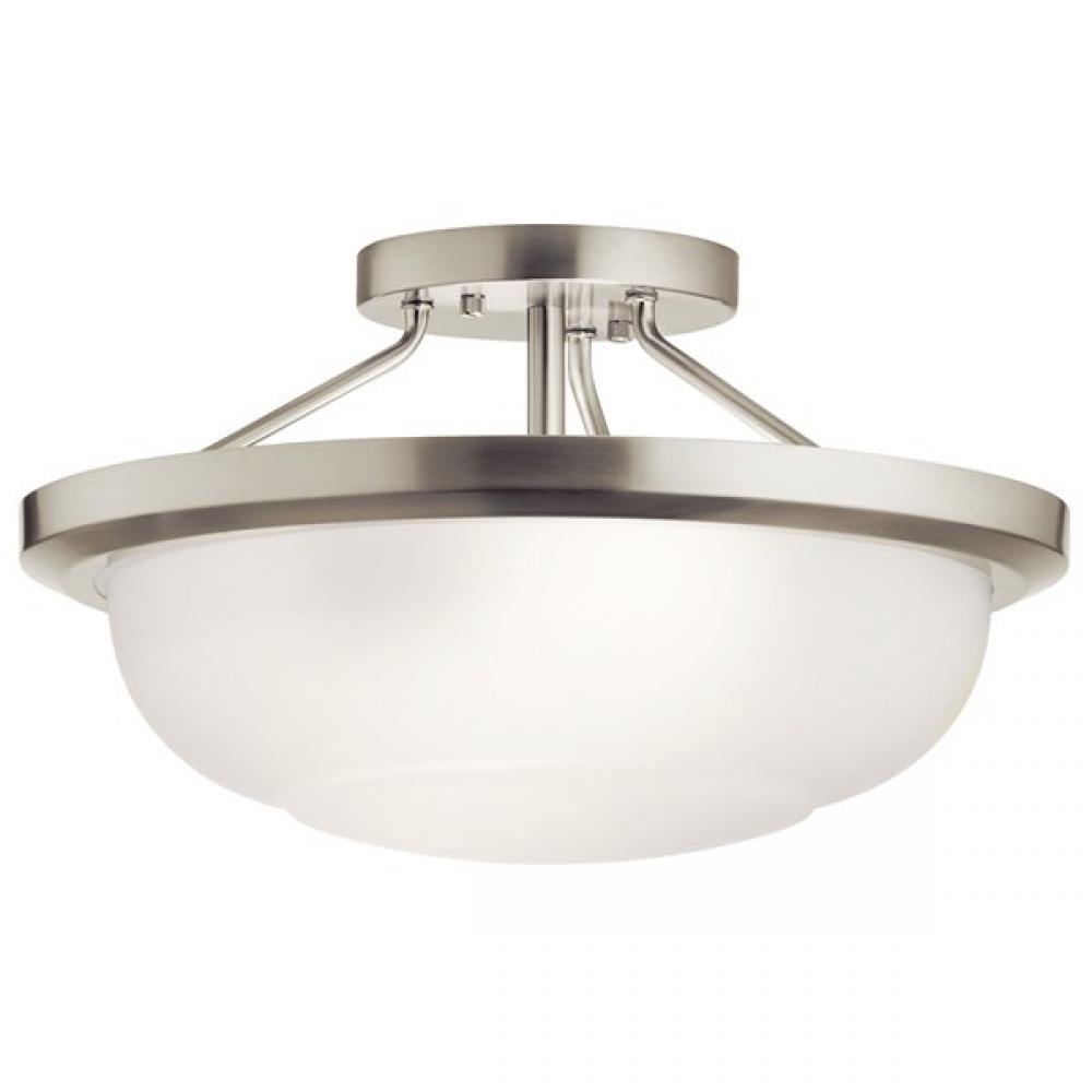 Ritson™ 2 Light Semi Flush with Satin Etched Glass Brushed Nickel