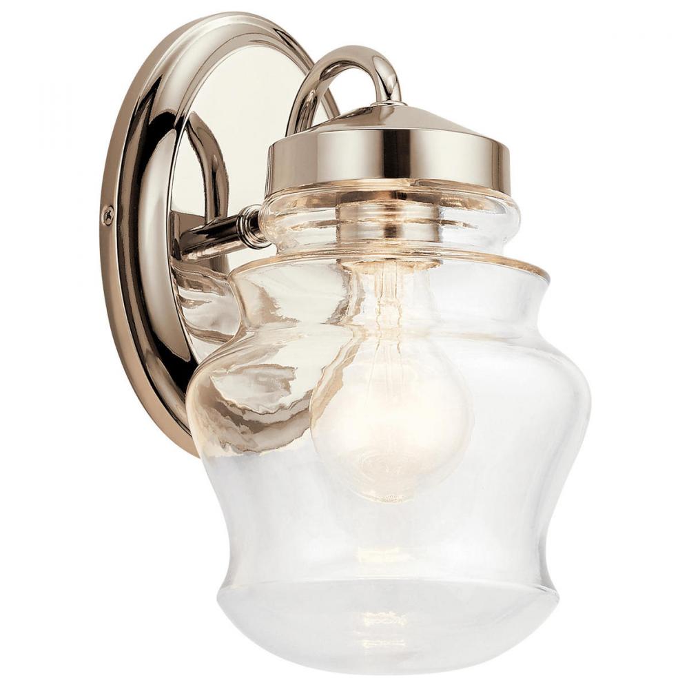 Janiel 10.75&#34; 1 Light Wall Sconce with Clear Glass in Polished Nickel