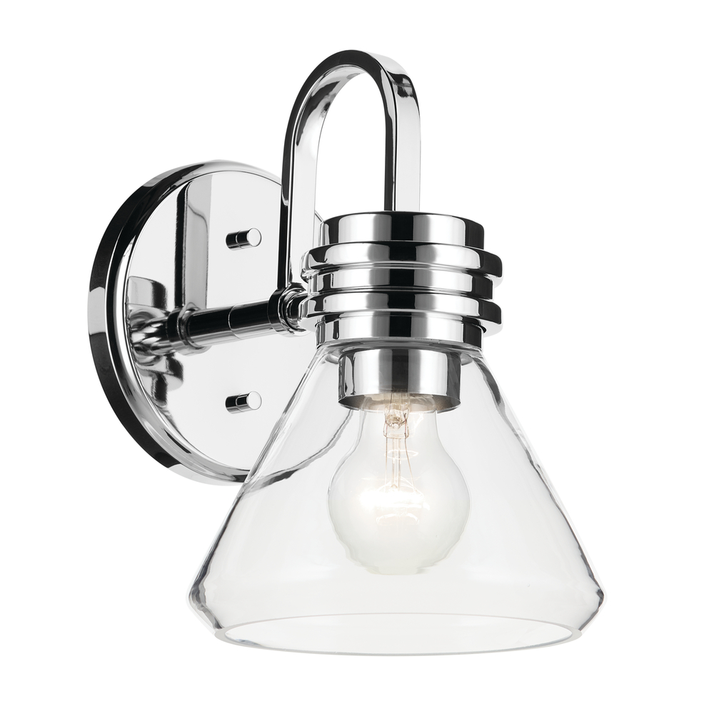 Farum 9.5&#34; 1-Light Wall Sconce with Clear Glass in Chrome