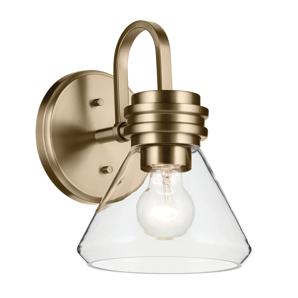 Farum 9.5&#34; 1-Light Wall Sconce with Clear Glass in Champagne Bronze