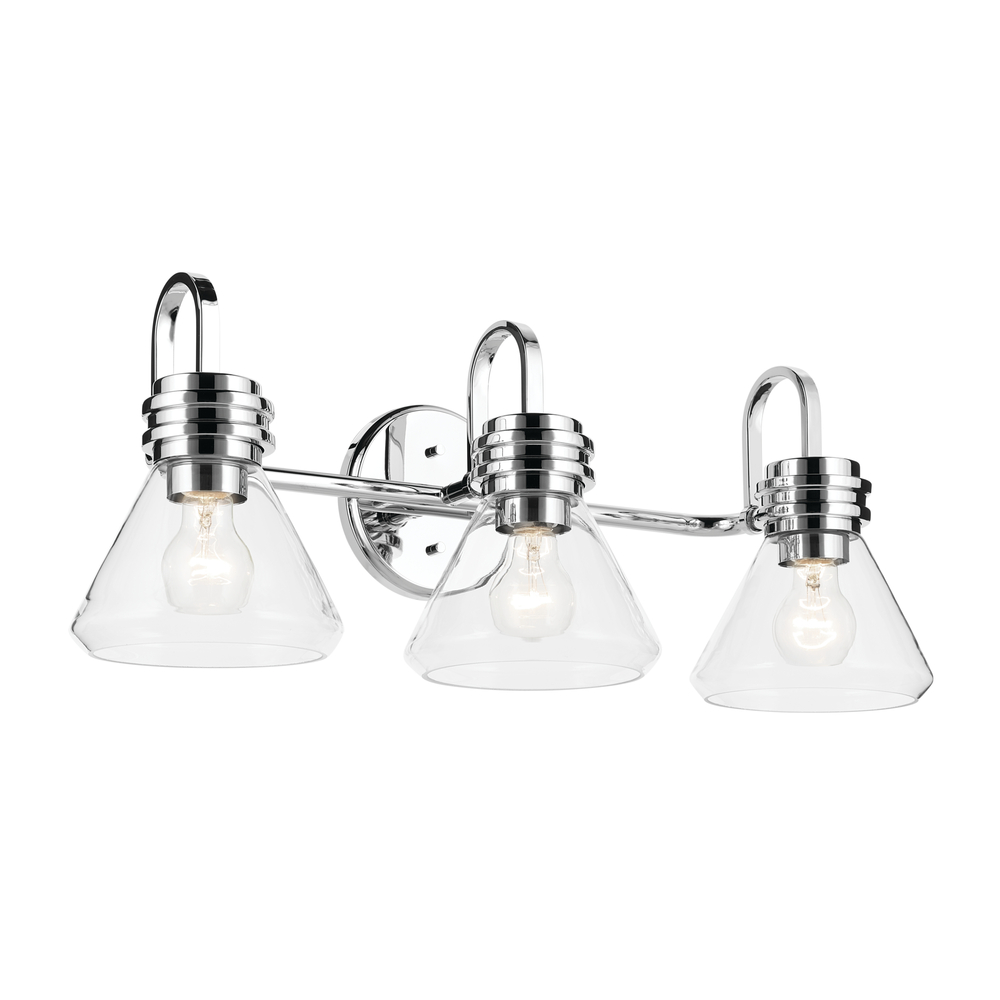 Farum 26&#34; 3-Light Vanity Light with Clear Glass in Chrome