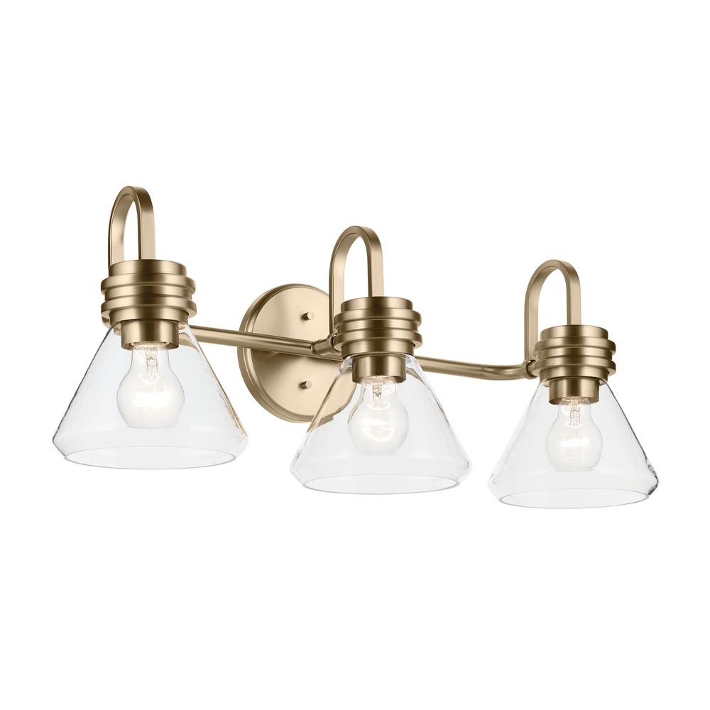 Farum 26&#34; 3-Light Vanity Light with Clear Glass in Champagne Bronze