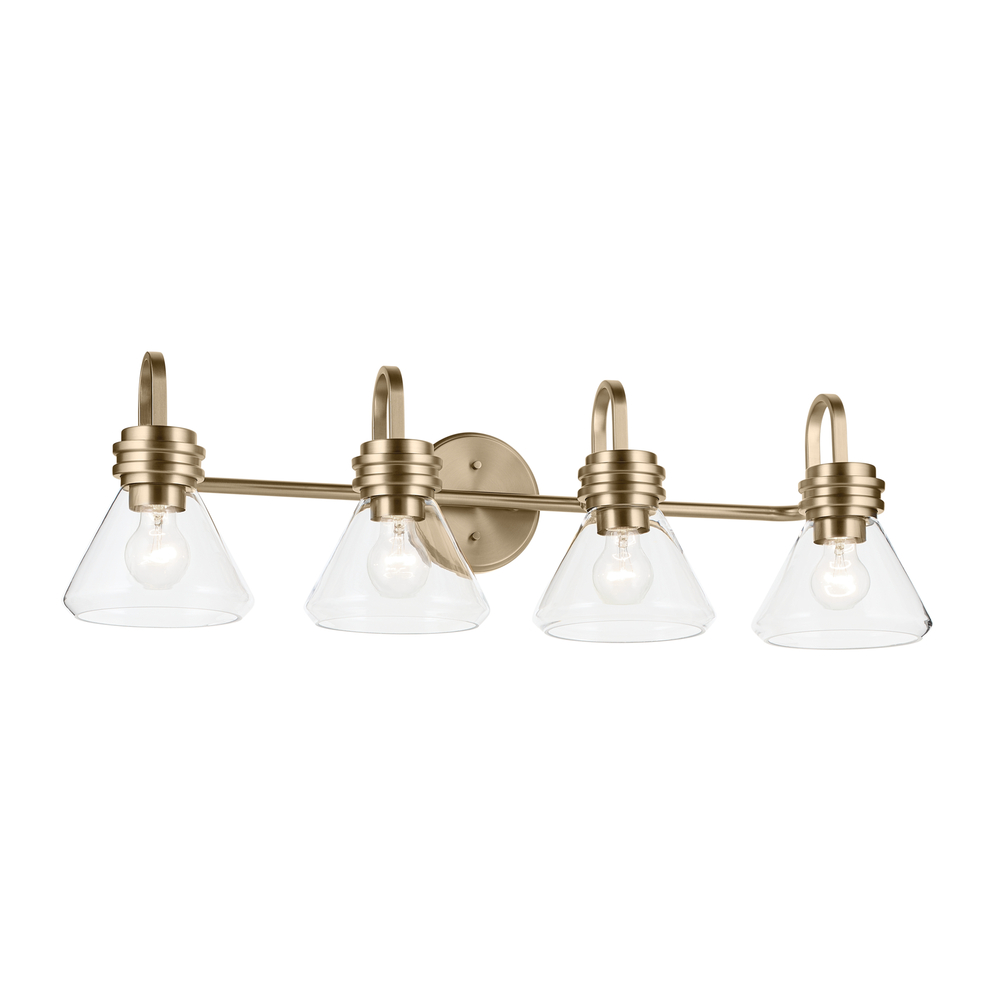 Farum 34&#34; 4-Light Vanity Light with Clear Glass in Champagne Bronze