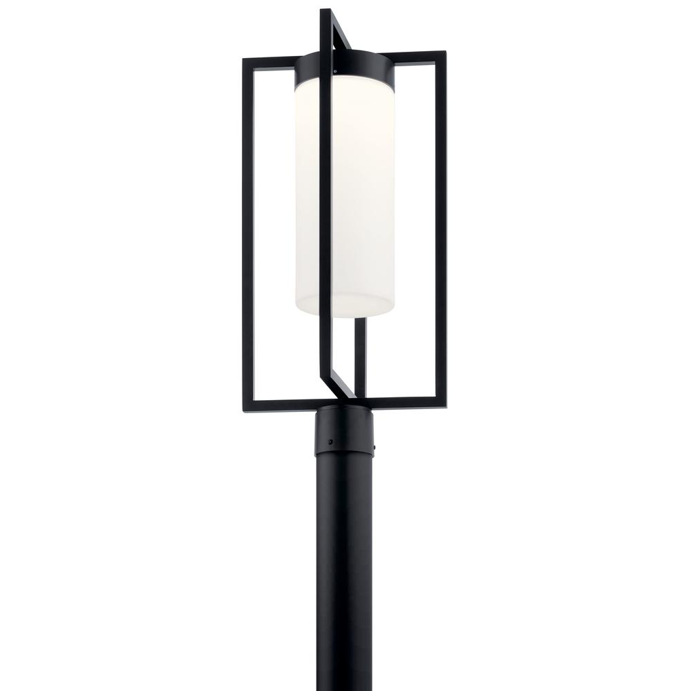 Drega 24.25 Inch 1 LED Post Light with Satin Etched Glass in Black